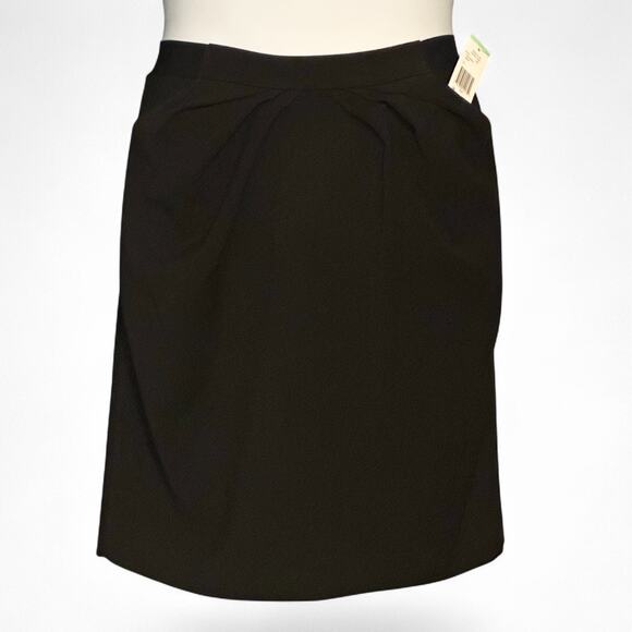 Anne Klein Stretch Black Pencil Skirt Sz 8 Pleats Knee Length Pockets Career NWT - Picture 1 of 8